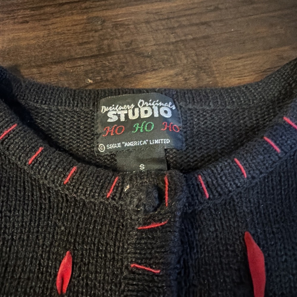 Vintage Designers Original Studio Christmas Cardigan Sweater Santa Snowman Small - Picture 4 of 8